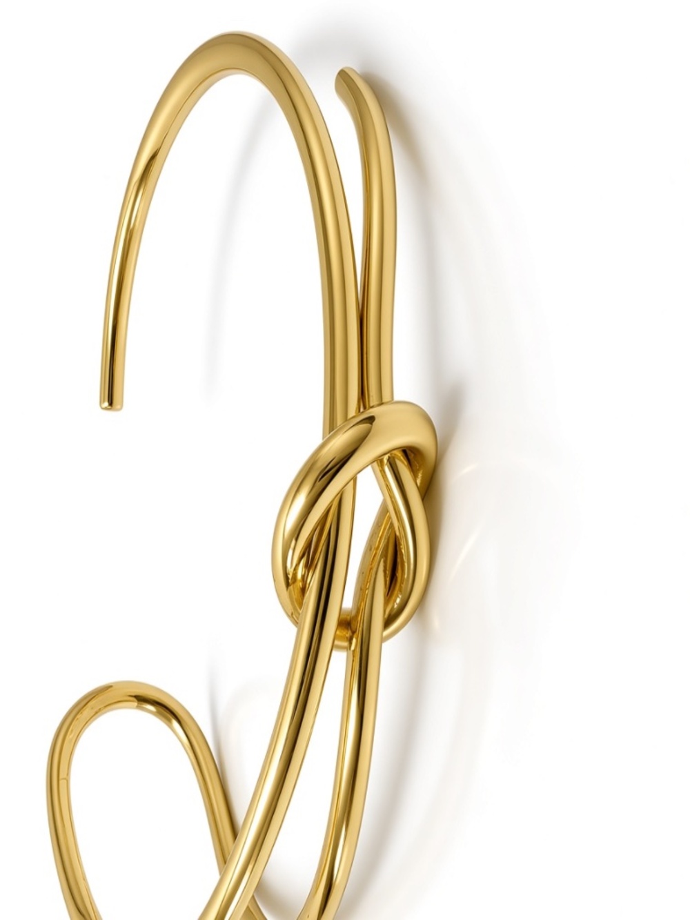 Gold Knot Open Cuff Bracelet | Statement Gold Tone Bangle | Minimalist Chunky Je - Picture 4 of 5